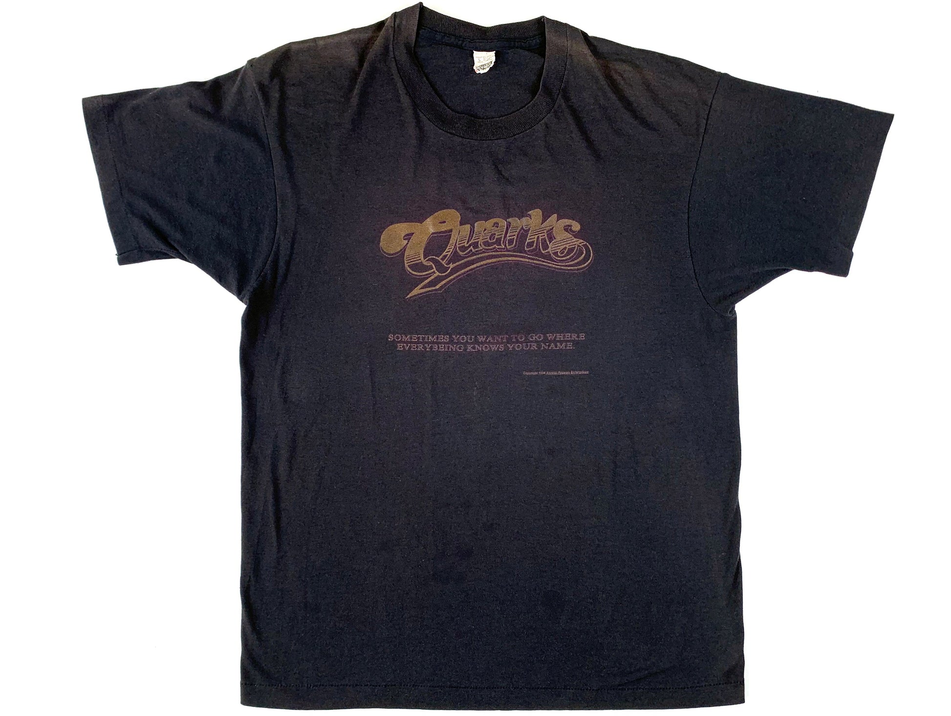 Vintage Star Trek 'Deep Space Nine' Quarks Bar Cheers Black T-Shirt Parody Humor Sci-Fi Science Fiction TV SHow