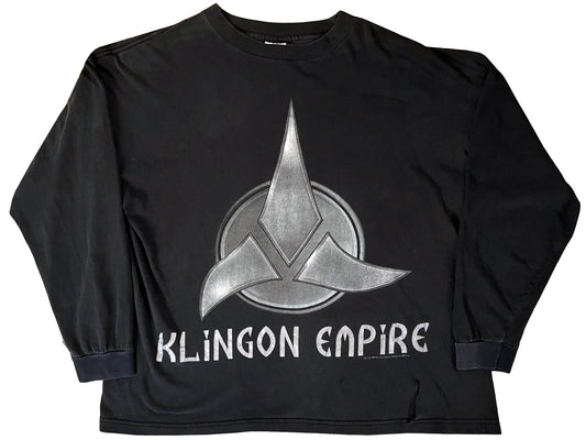 Vintage Star Trek 'Klingon Empire' Black Long Sleeve Shirt TV Show 90s Sci-Fi Science Fiction