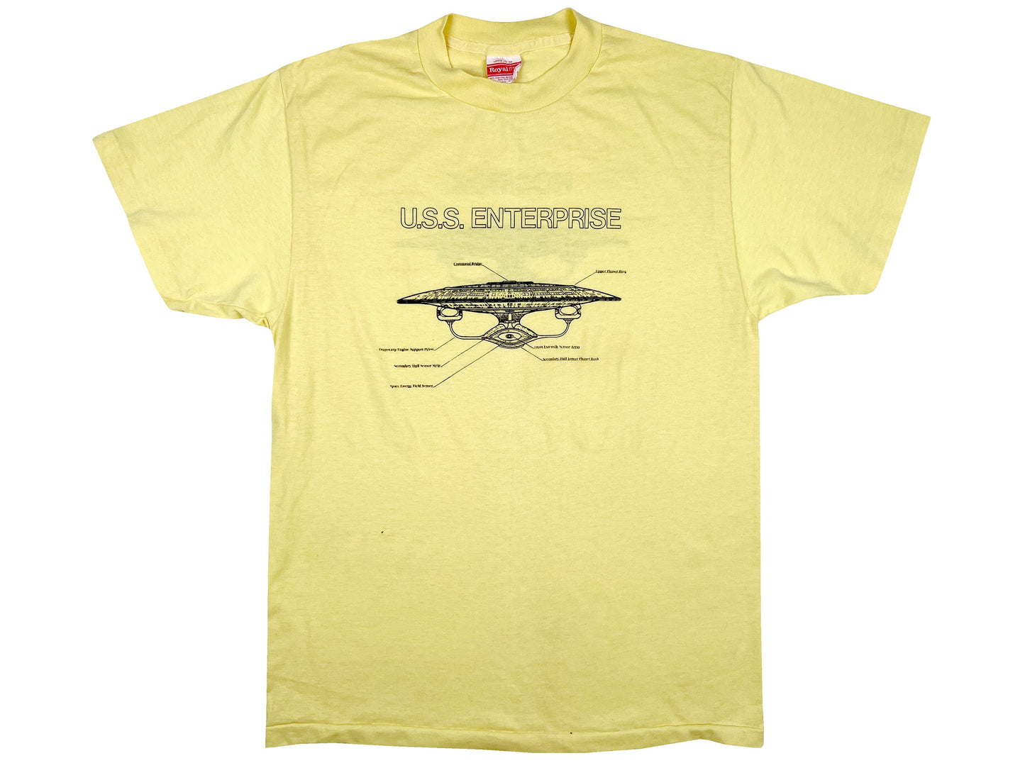 Vintage Star Trek USS Enterprise Yellow T-Shirt TV Show Movie 70s 80s Sci-Fi Science Fiction
