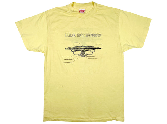 Vintage Star Trek USS Enterprise Yellow T-Shirt TV Show Movie 70s 80s Sci-Fi Science Fiction