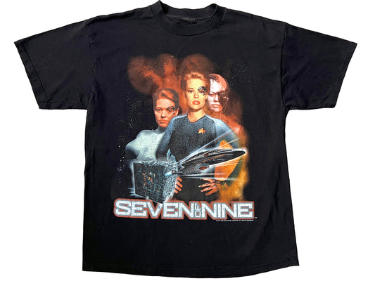 Vintage Star Trek 'Voyager' Seven of Nine 1999 Black T-Shirt 90s TV Show TNG Sci-Fi Science Fiction