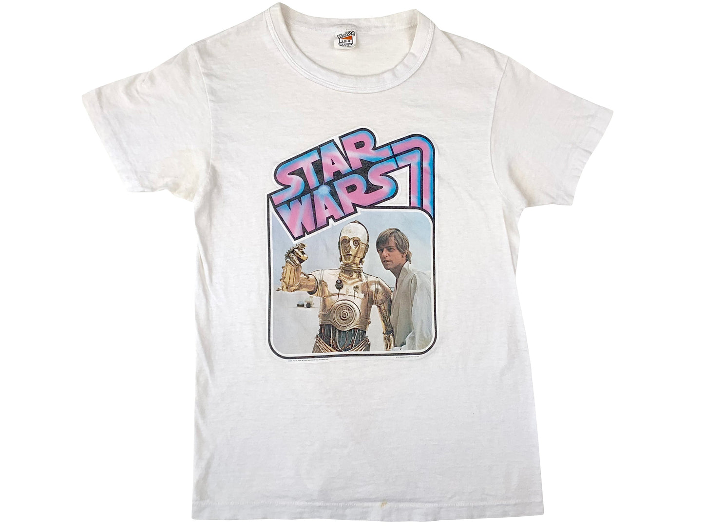 Vintage Star Wars Luke Skywalker & C3PO White T-Shirt 80s Movie