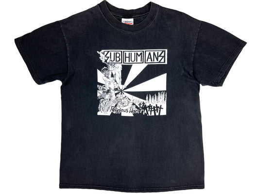 Vintage Subhumans 'Religious Wars' Black T-Shirt Punk rock hardcore band 