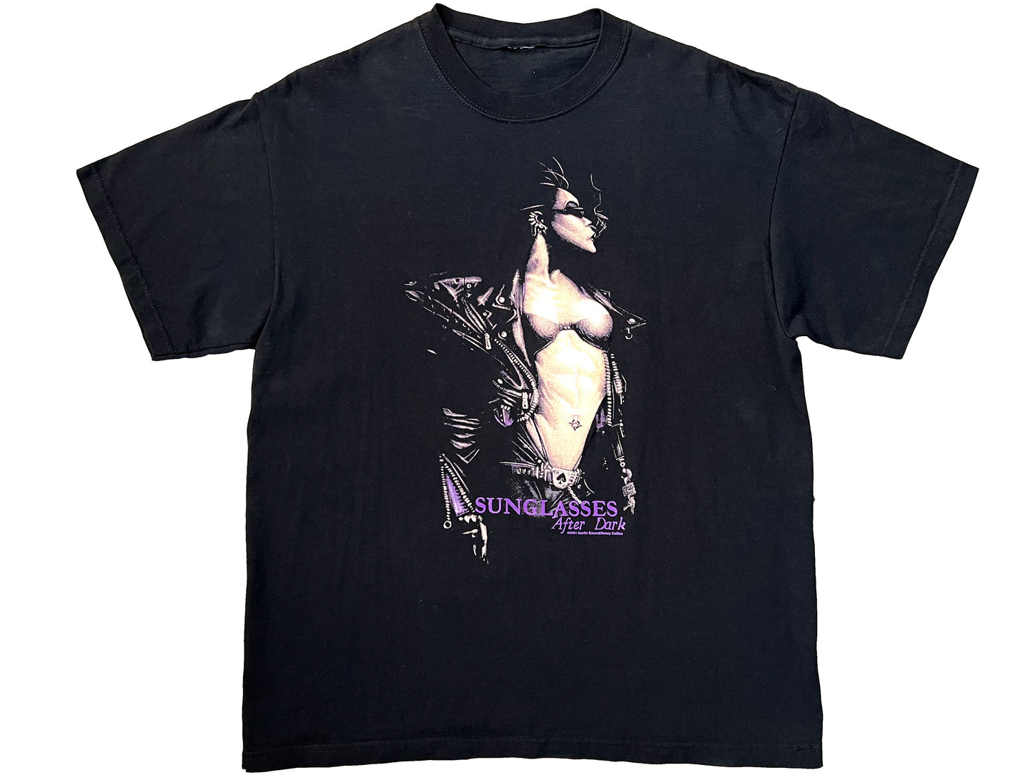 Vintage Sunglasses After Dark Black T-Shirt Goth Vampire y2k 2001
