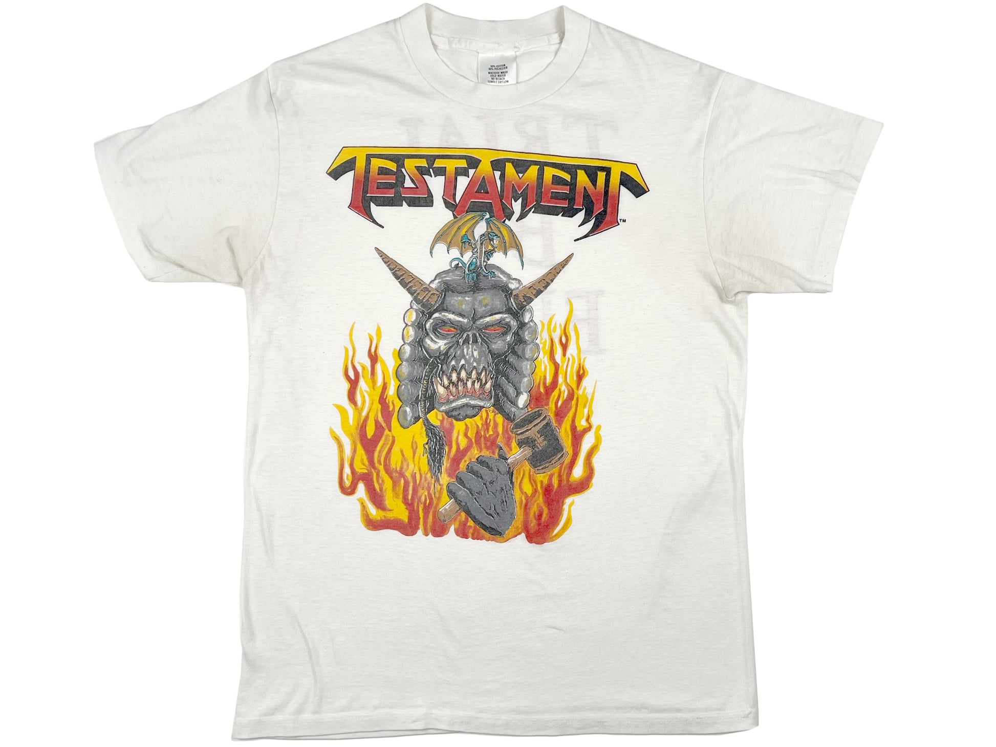 Vintage Testament 'Trial By Fire' White T-Shirt 80s 90s Heavy Death Metal band Album