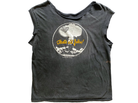 Vintage That's All Folks Sleeveless black T-Shirt bomb peacemeal ggraphics 80s