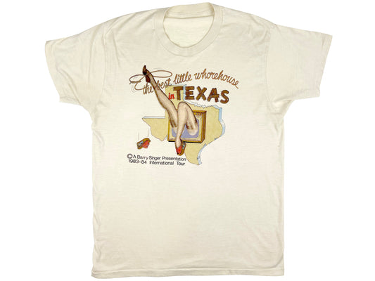 Vintage The Best Little Whorehouse in Texas Beige T-Shirt Musical Play Movie 70s 80s
