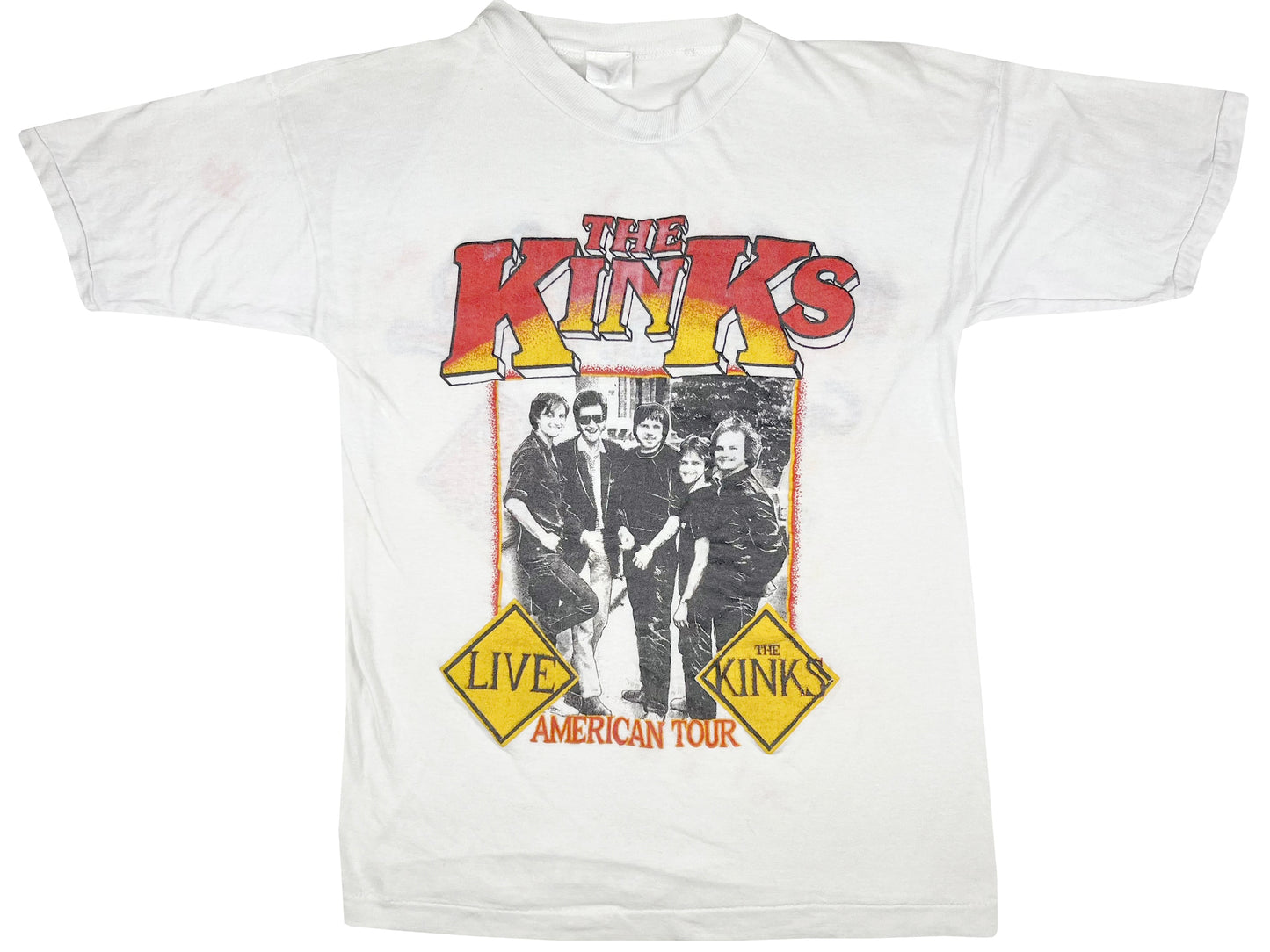 Vintage The Kinks 'God Saves the Kinks' Tour White T-Shirt 80s Punk Rock & Roll Band