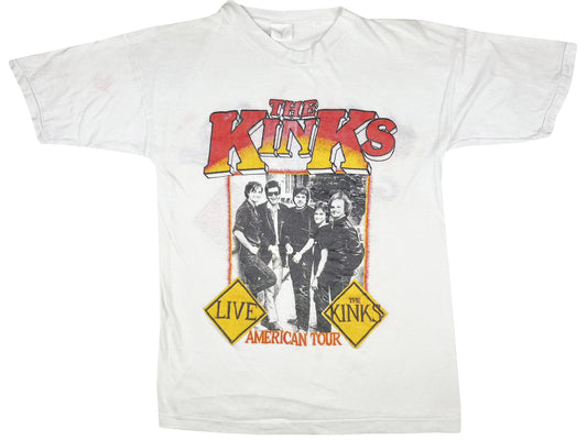 Vintage The Kinks 'God Saves the Kinks' Tour White T-Shirt 80s Punk Rock & Roll Band
