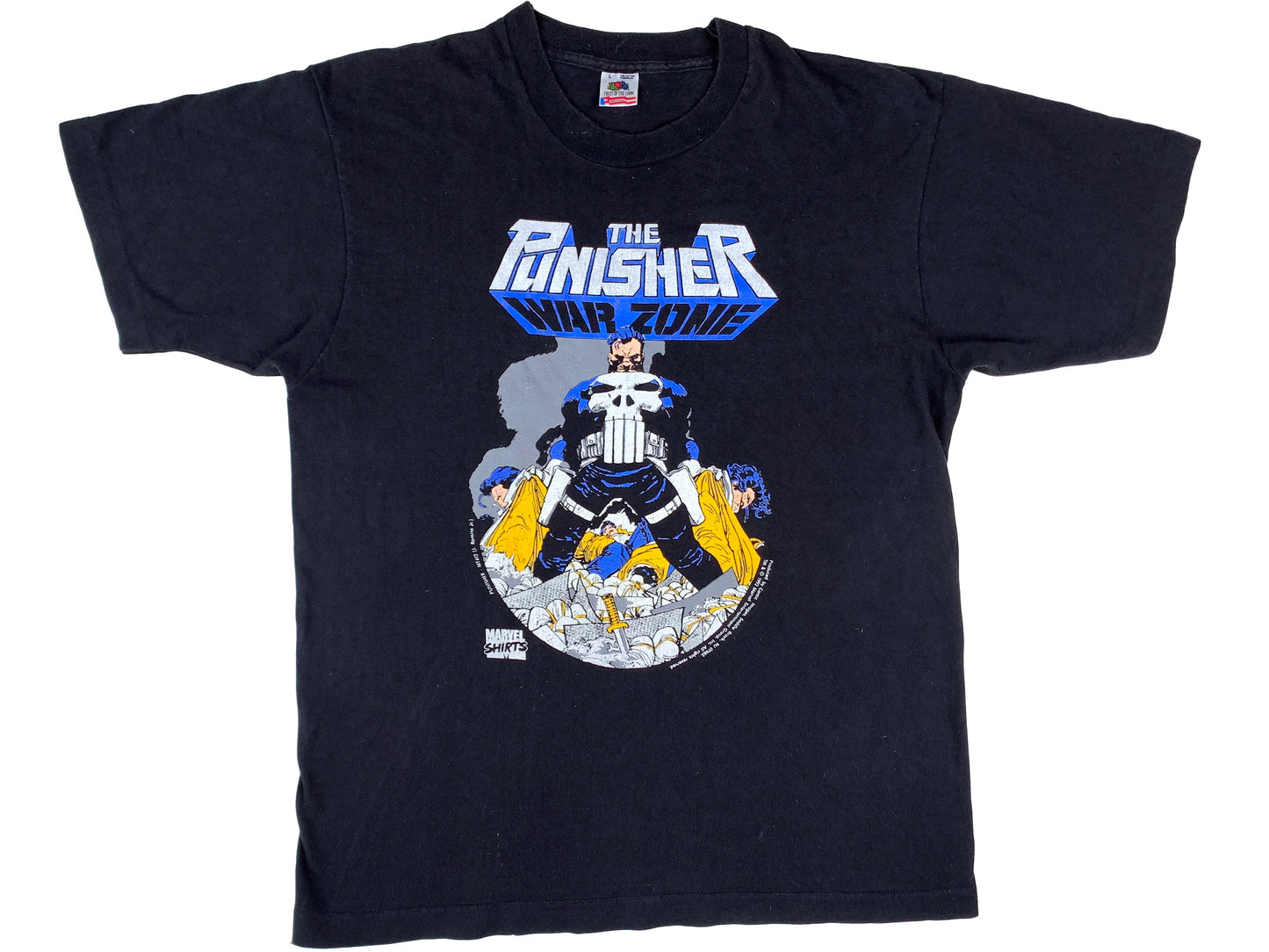 Vintage The Punisher 'War Zone' Black T-Shirt 90s Marvel Comics Comic Book