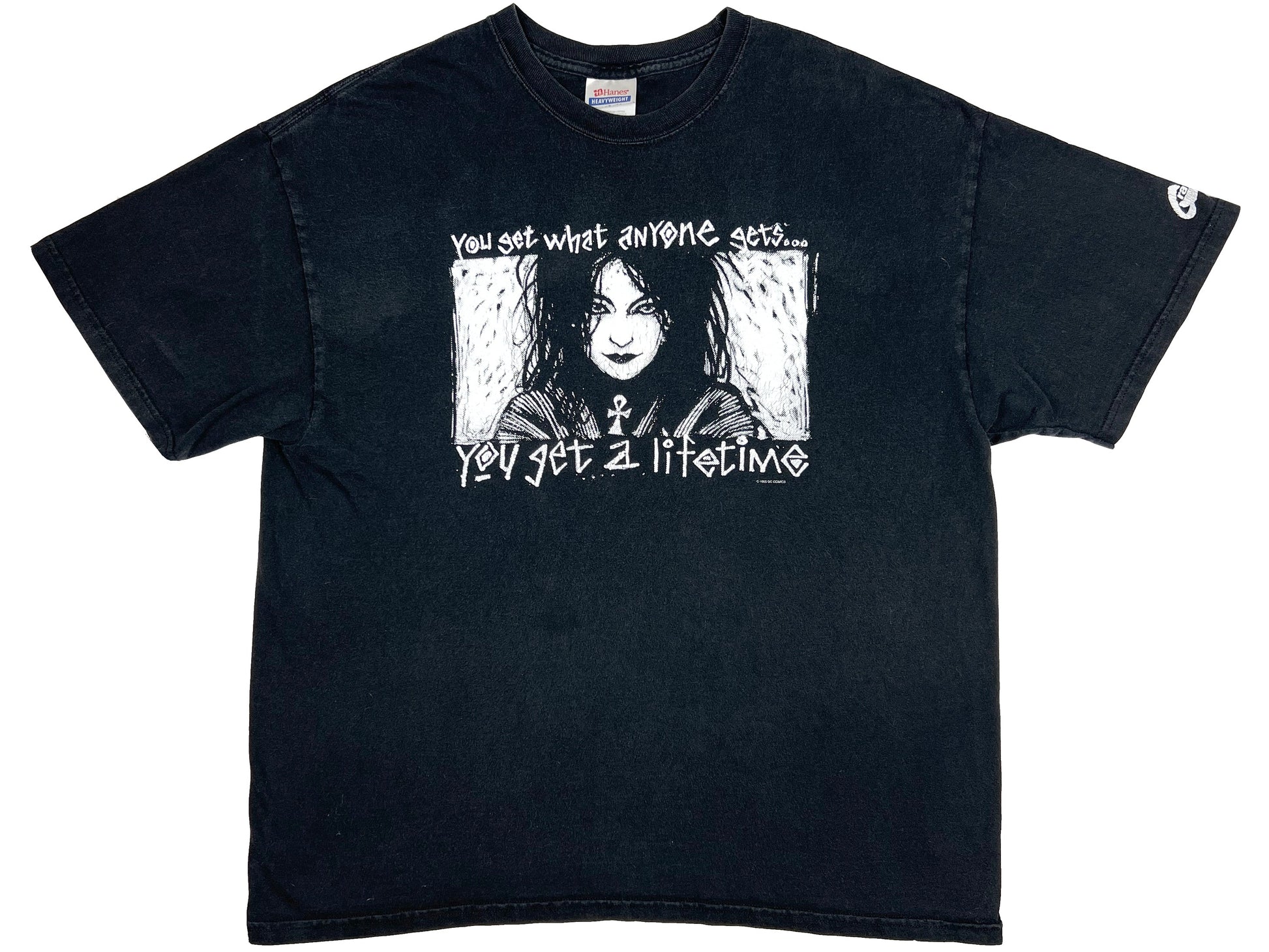 Vintage The Sandman Death 'You Get What Everyone Else Gets You Get a Lifetime' Black T-Shirt Comic Book Comic 90s Graphitti