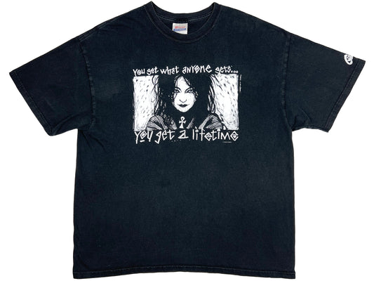 Vintage The Sandman Death 'You Get What Everyone Else Gets You Get a Lifetime' Black T-Shirt Comic Book Comic 90s Graphitti