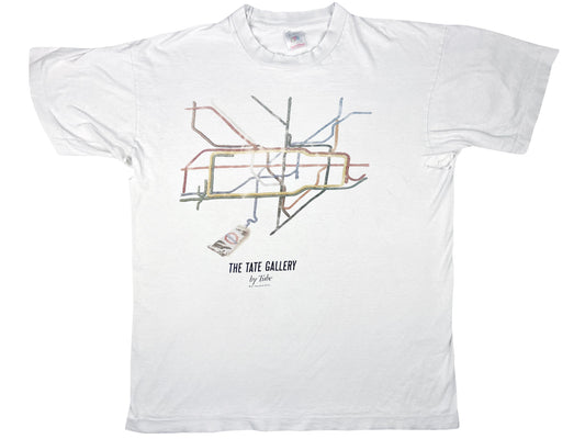 Vintage The Tate Gallery by Tube White T-Shirt London Art Gallery UK 90s y2k