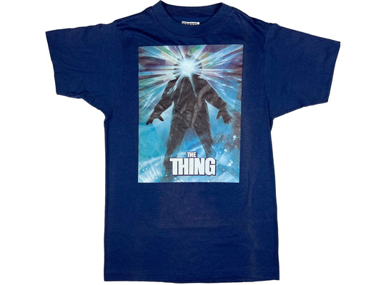 Vintage The Thing Movie Blue T-Shirt 80s John Carpenter Kurt Russell Horror Sci-Fi Science Fiction