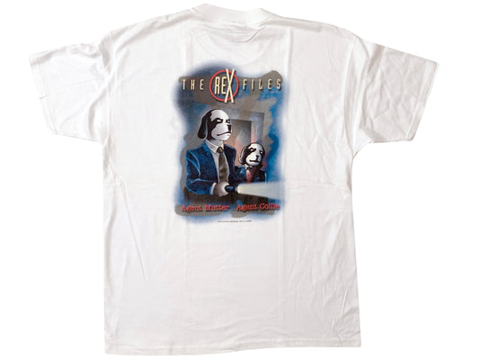 Vintage The X-Files Big Dogs Rex Files Parody White T-Shirt 90s