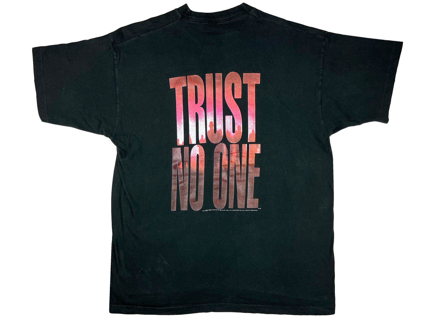 Vintage The X-Files 'Trust No One' Black T-Shirt TV Show Movie 90s Horror Sci-Fi Science Fiction