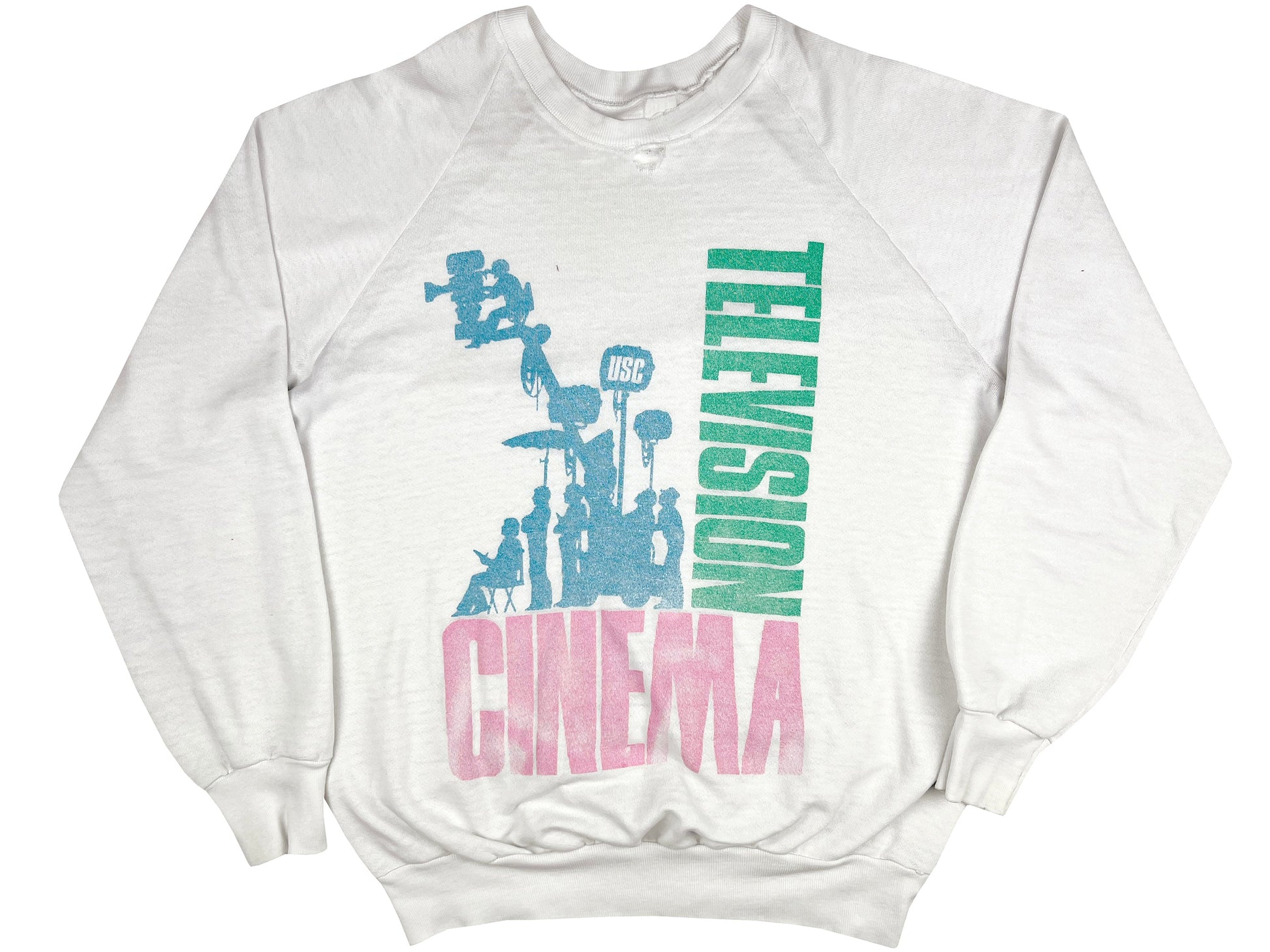 Vintage USC Television & Cinema White Sweatshirt 80s 90s University Southern California Film School