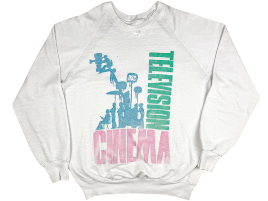 Vintage USC Television & Cinema White Sweatshirt 80s 90s University Southern California Film School