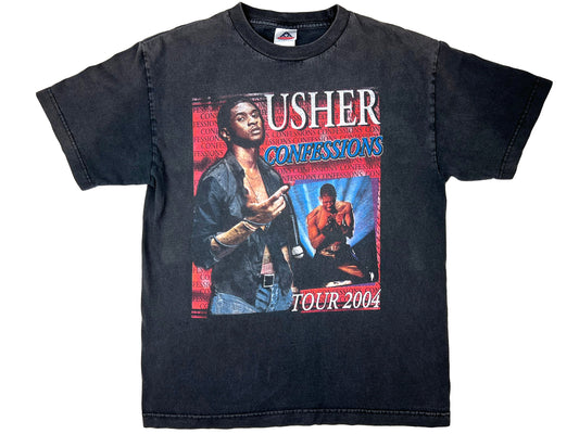 Vintage Usher 'Confessions' 2004 Tour Black T-Shirt y2k R&B Artist Rap Tee