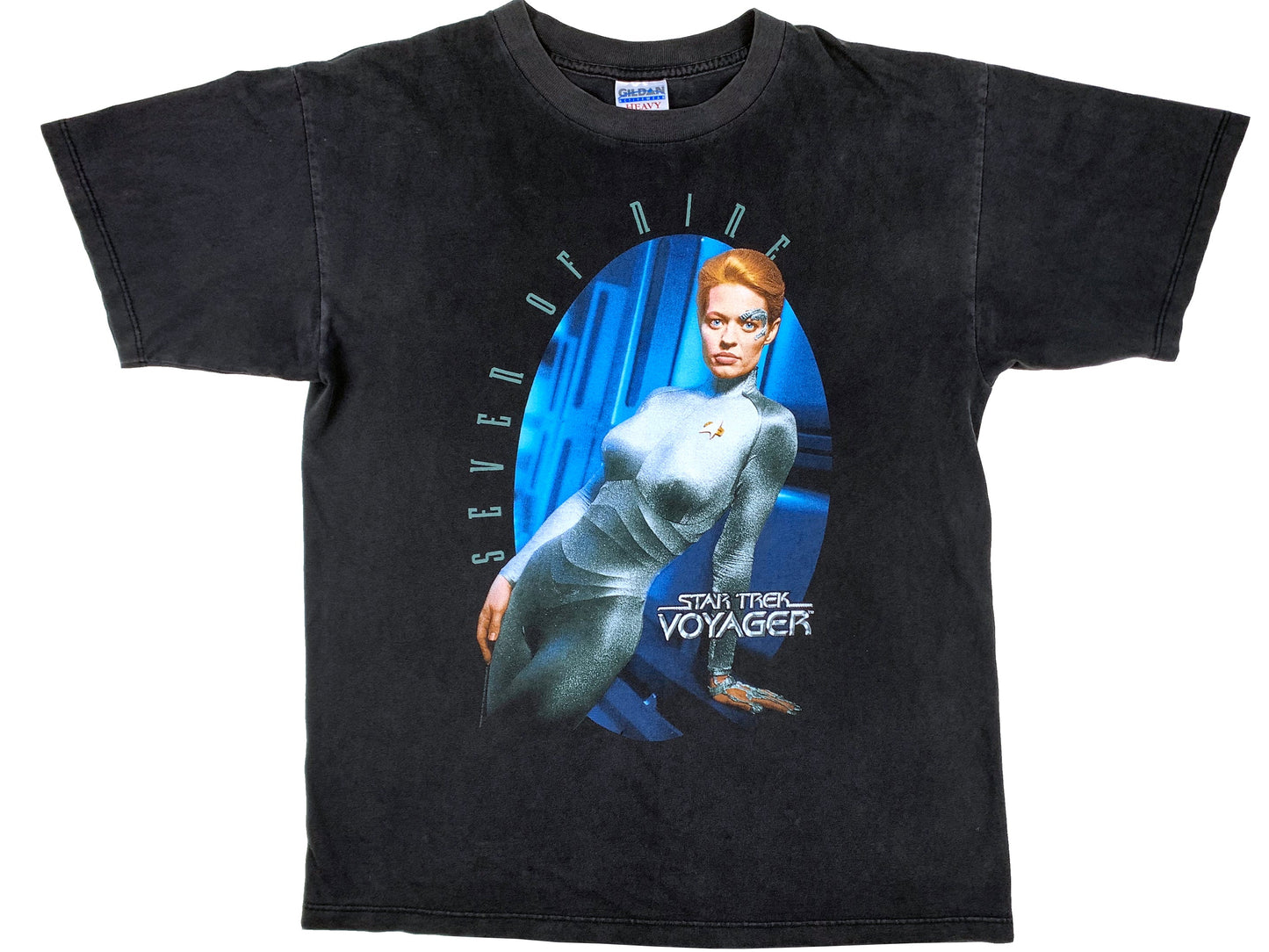 Vintage Star Trek 'Voyager' Seven of Nine Black T-Shirt TV Show TNG 90s y2k Sci-Fi Science Fiction