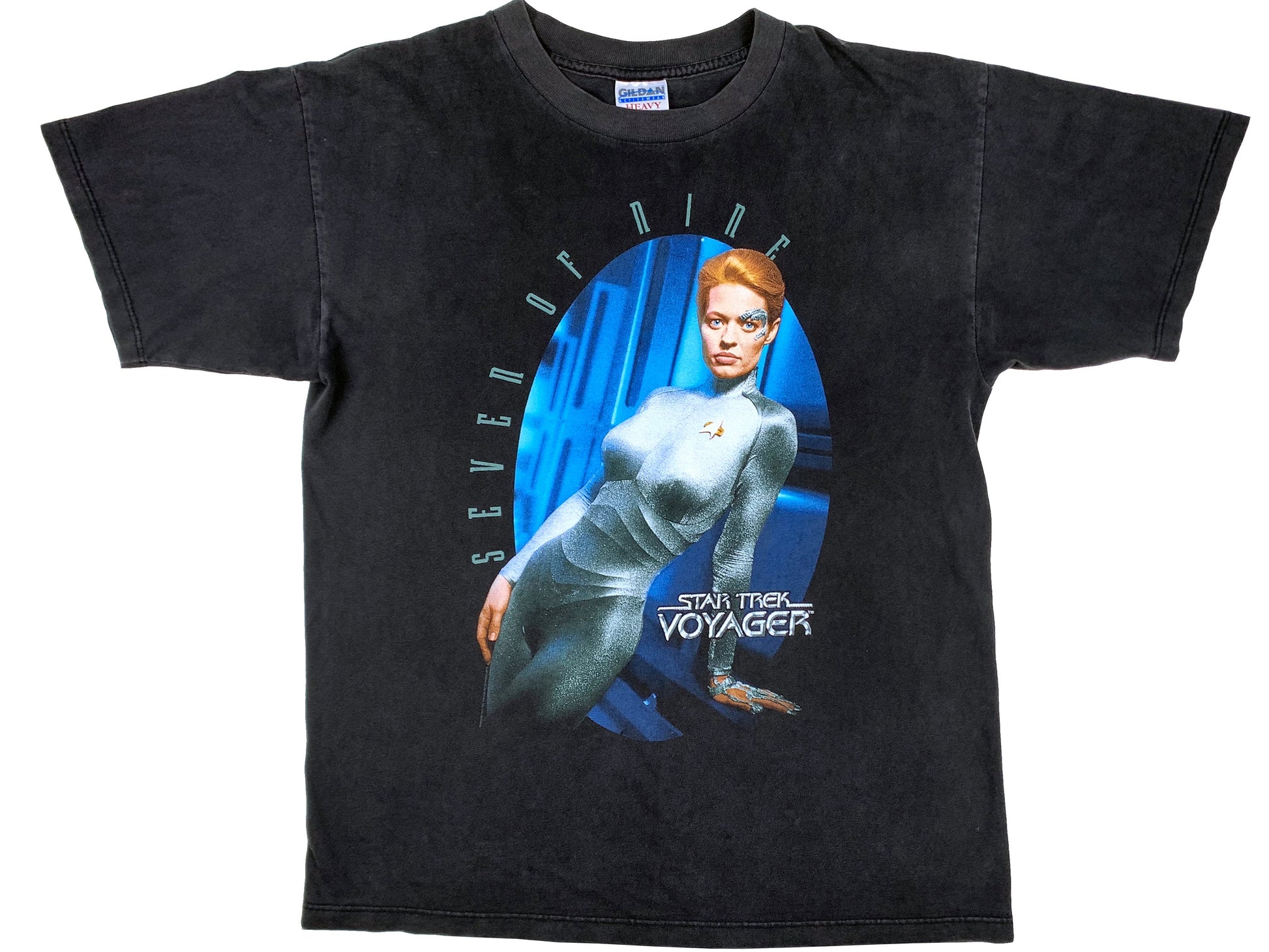 Vintage Star Trek 'Voyager' Seven of Nine Black T-Shirt TV Show TNG 90s y2k Sci-Fi Science Fiction