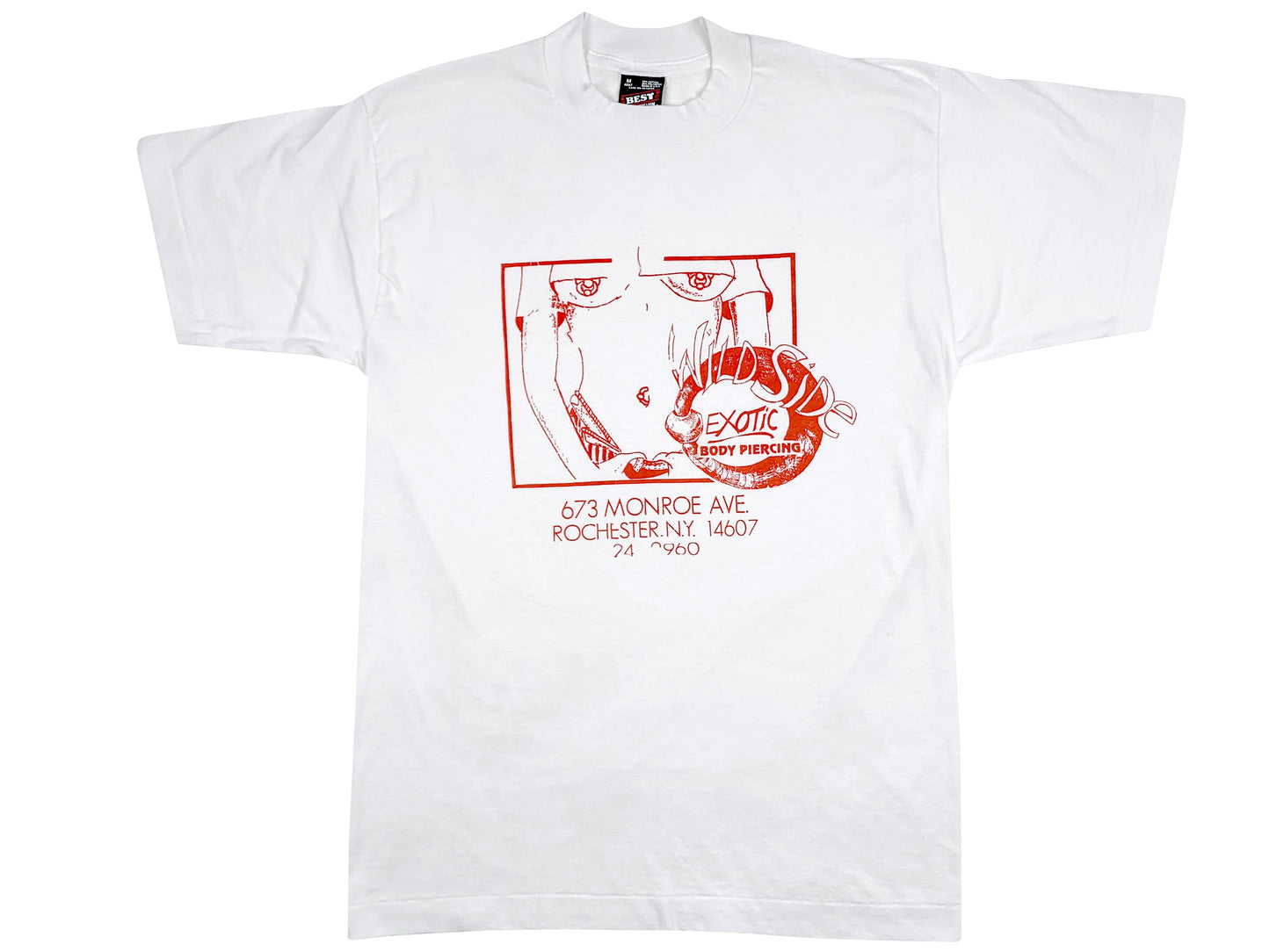 Vintage Wild Side Exotic Piercing Rochester NY White T-Shirt New York  80s 90s
