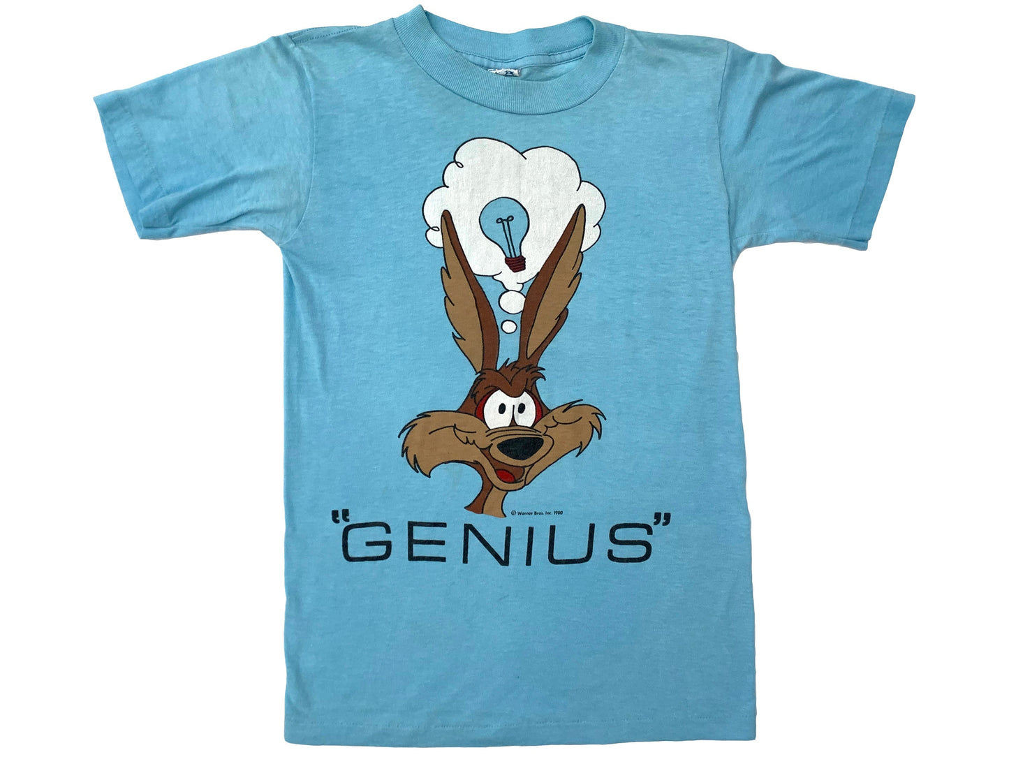 Vintage Wile E. Coyote 'Genius' Blue T-Shirt Comic Cartoon Looney Tunes 70s 80s