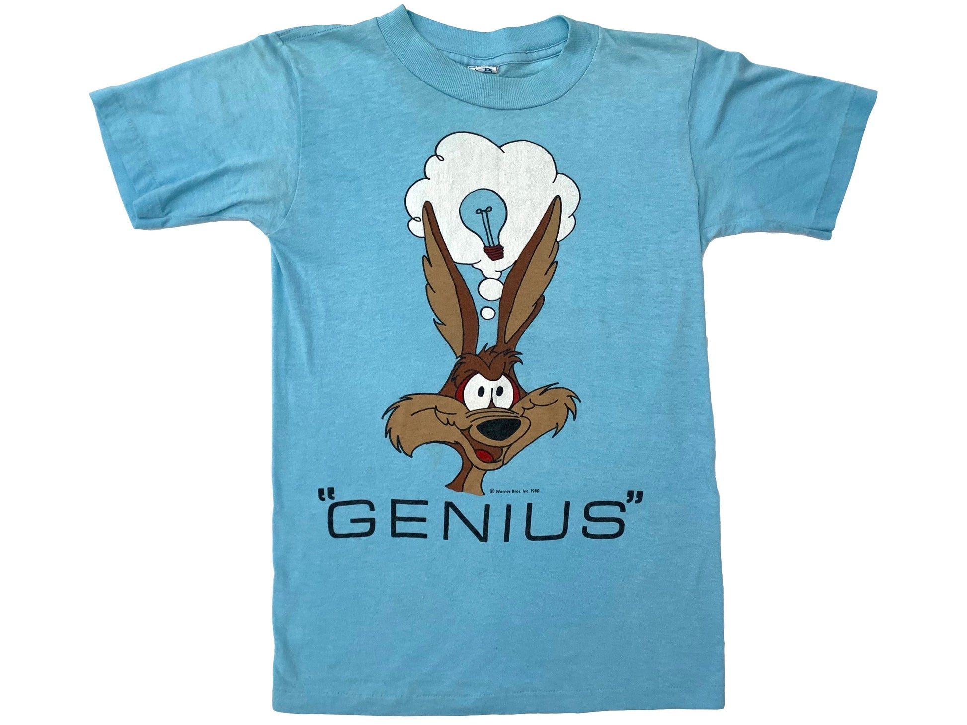 Vintage Wile E. Coyote 'Genius' Blue T-Shirt Comic Cartoon Looney Tunes 70s 80s