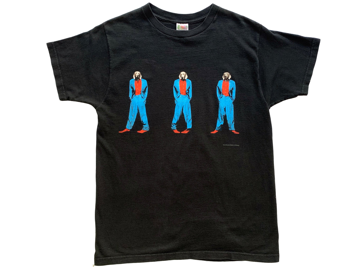 Vintage William Wegman '3 Dogs' Black T-Shirt Fotofolio 90s Weimaraner Photo Photographer