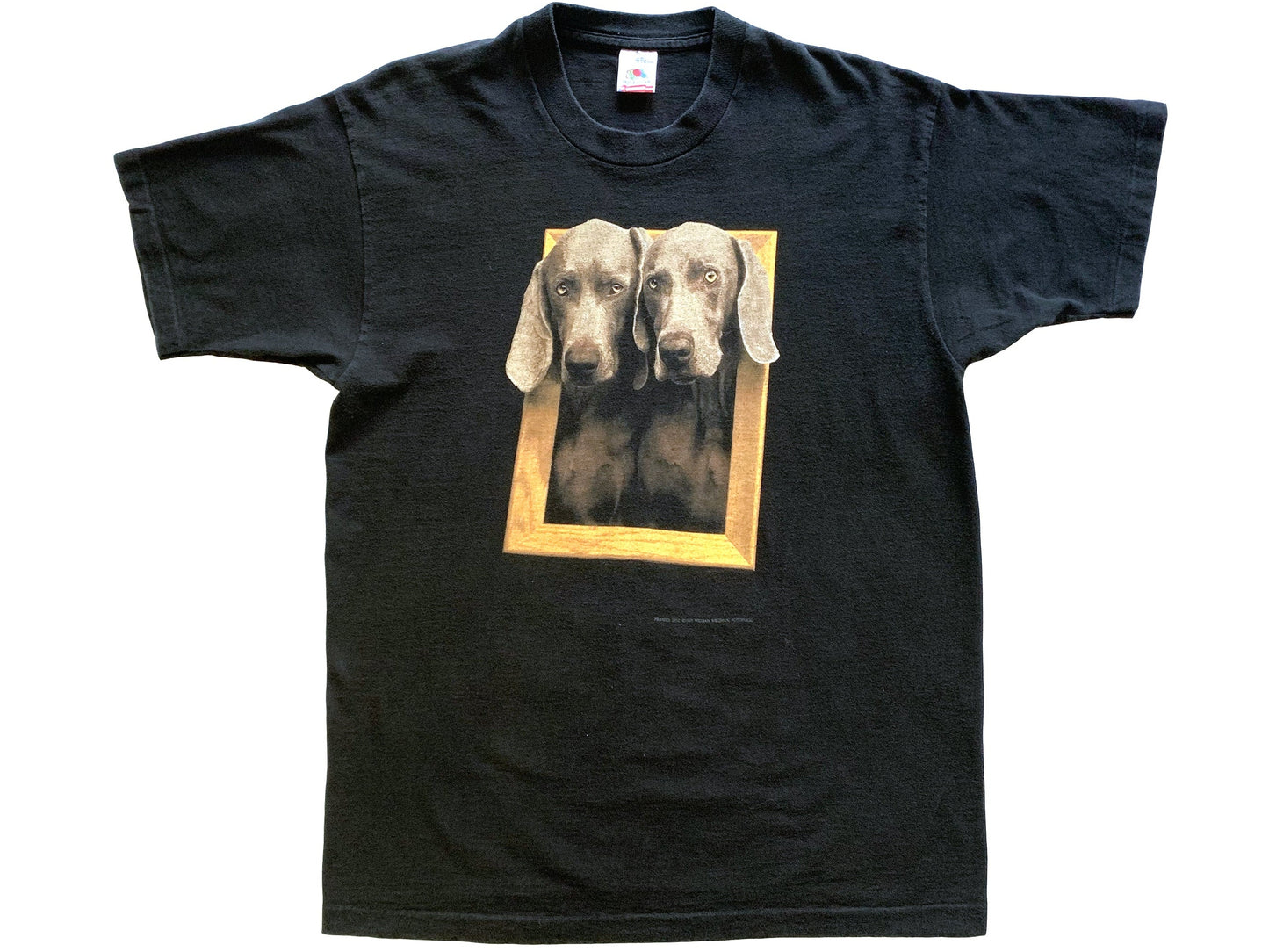 Vintage William Wegman 'Framed' Black T-Shirt 90s Photo Photographer Art Artist Weimaraner