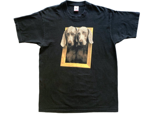 Vintage William Wegman 'Framed' Black T-Shirt 90s Photo Photographer Art Artist Weimaraner