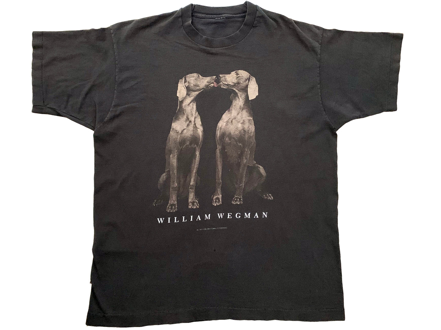 Vintage William Wegman Kissing Weimaraner Black T-Shirt Fotofolio Weimaraner Photo Photography 90s Art Artist