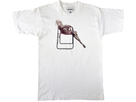 Vintage William Wegman 'Lolita' White T-Shirt 90s Photo Fotofolio Art Artist Photographer 