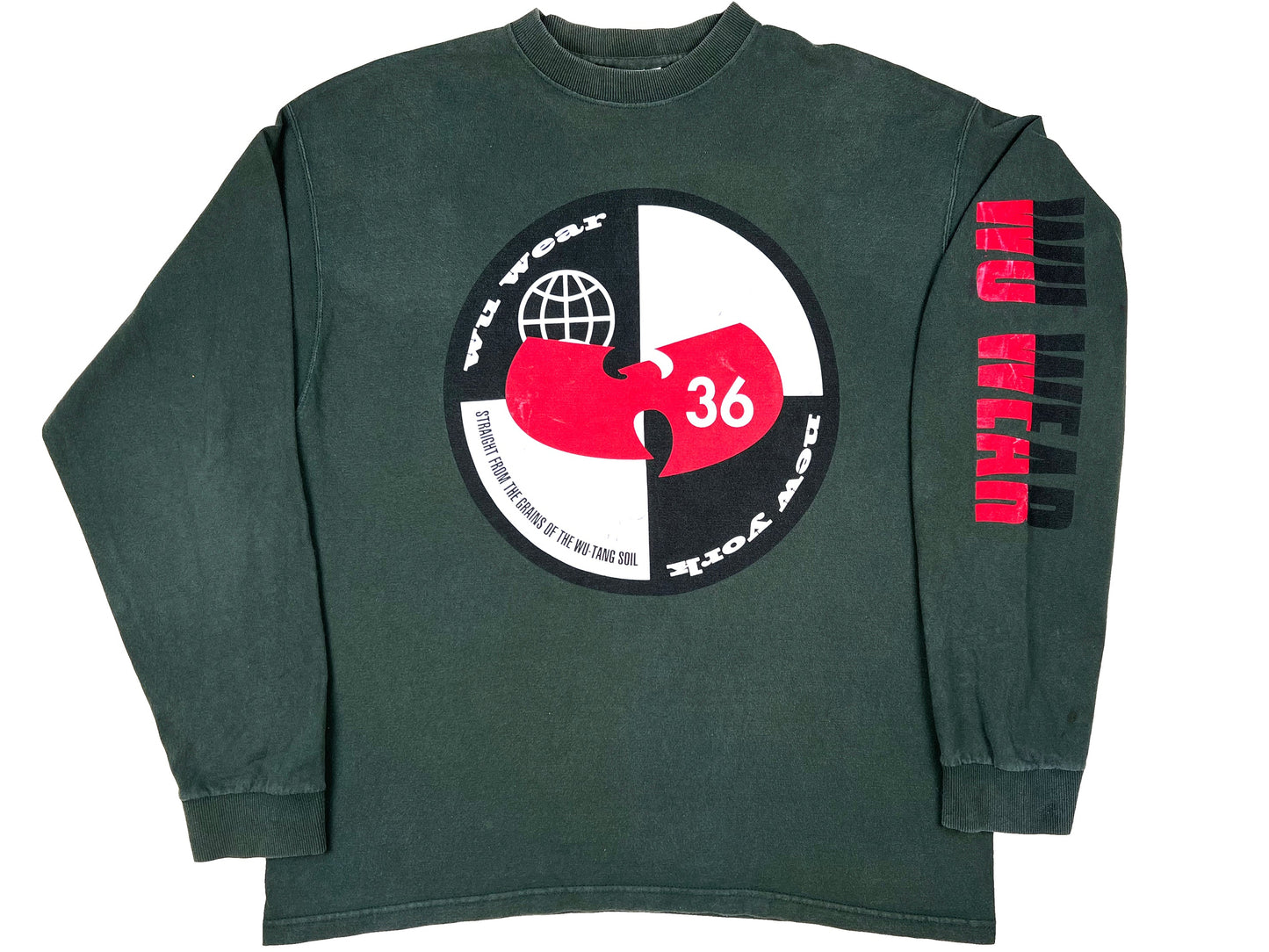 Vintage Wu Wear Green L/S Shirt Rap Tee Hip Hop NYC New York Wu Tang Clan