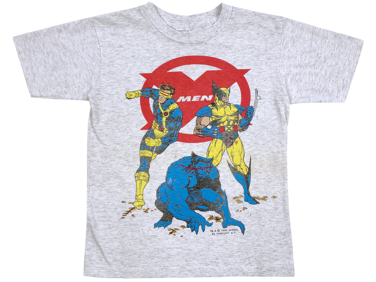 Vintage X-Men Grey T-Shirt Marvel Comics Comic Book 90s Wolverine Beast Cyclops 